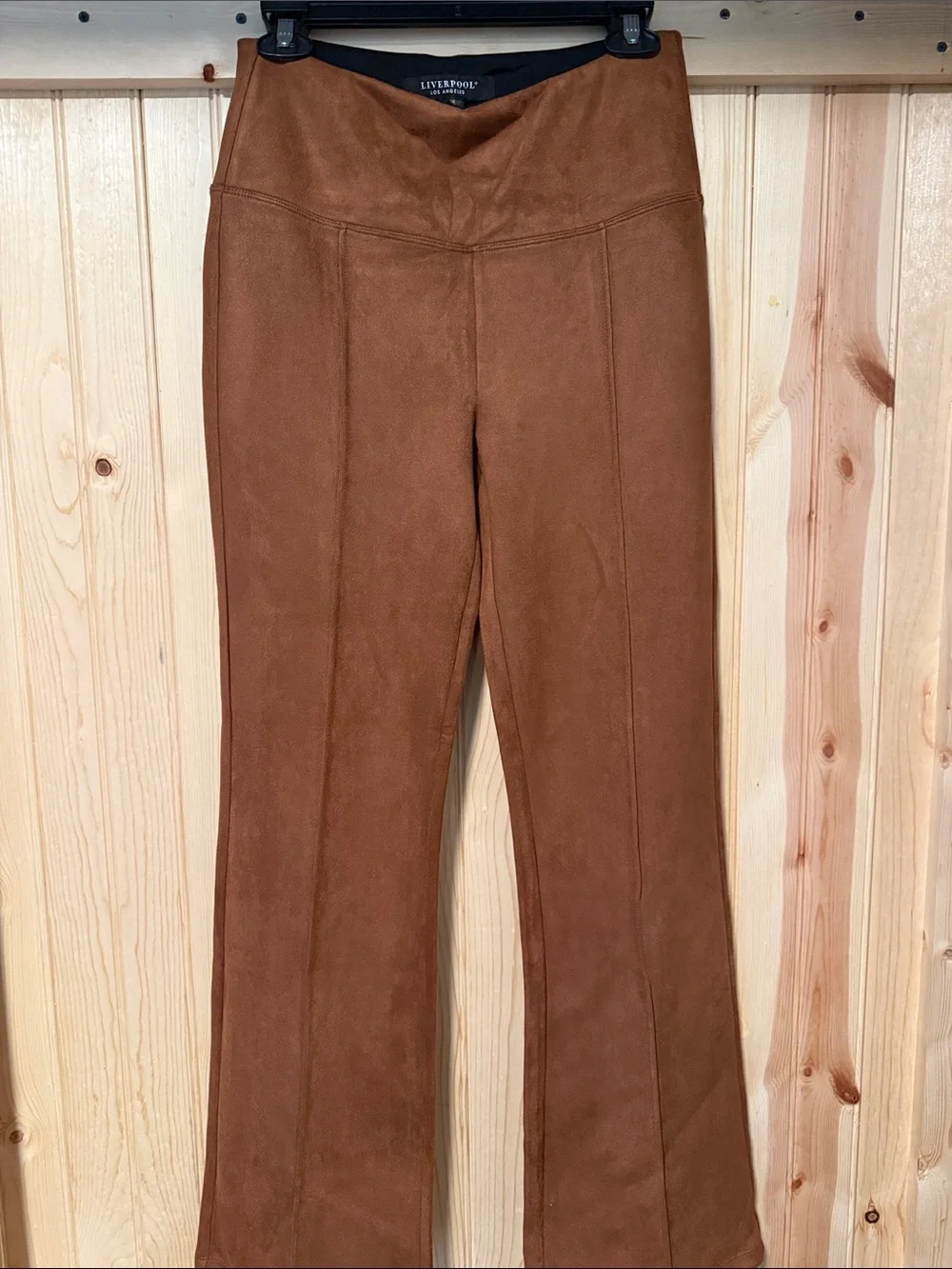 Liverpool Brown High-Rise Boot Cut Suede-Look Pants